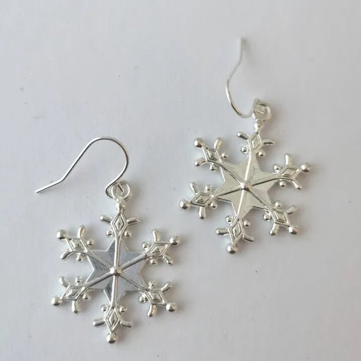 Silver - Plated Snowflakes Earrings - Style Chic Couture