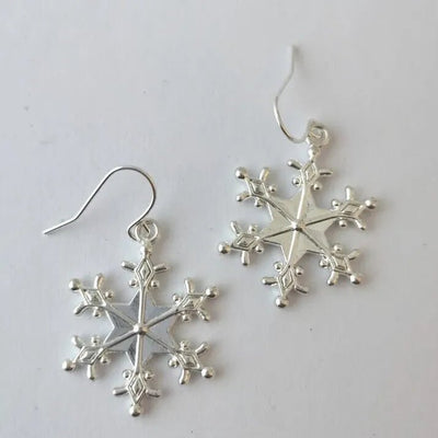 Silver - Plated Snowflakes Earrings - Style Chic Couture