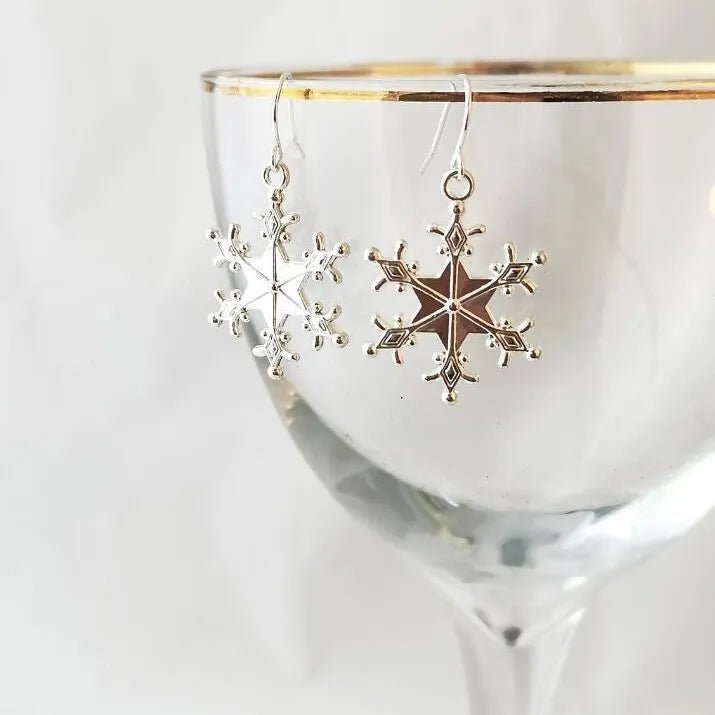 Silver - Plated Snowflakes Earrings - Style Chic Couture