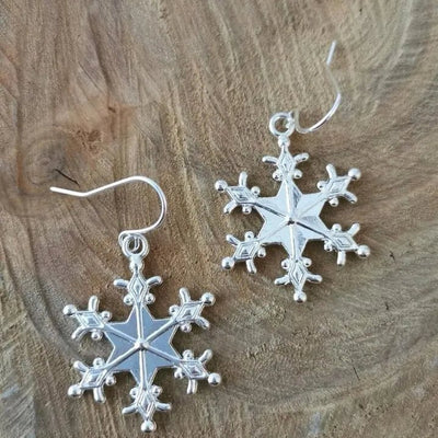 Silver - Plated Snowflakes Earrings - Style Chic Couture