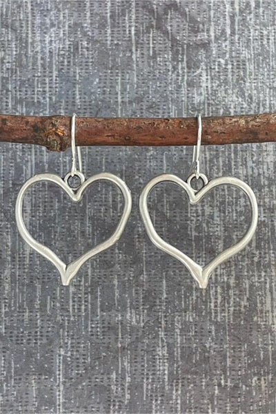 Silvery Heart Shape Hook Drop Earrings - Style Chic Couture