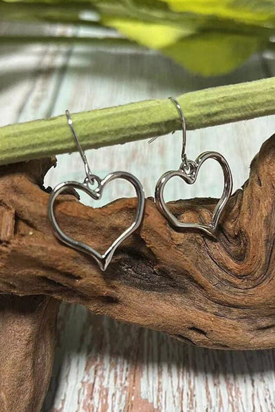 Silvery Heart Shape Hook Drop Earrings - Style Chic Couture