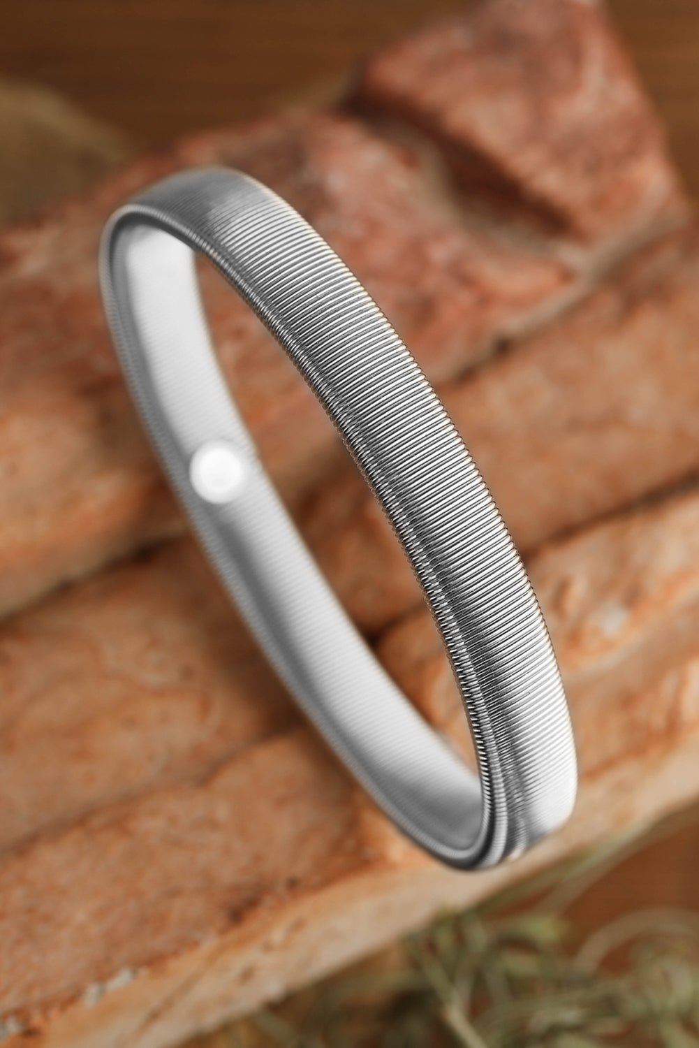 Silvery Stretchy Plated Metal Wide Bangle - Style Chic Couture