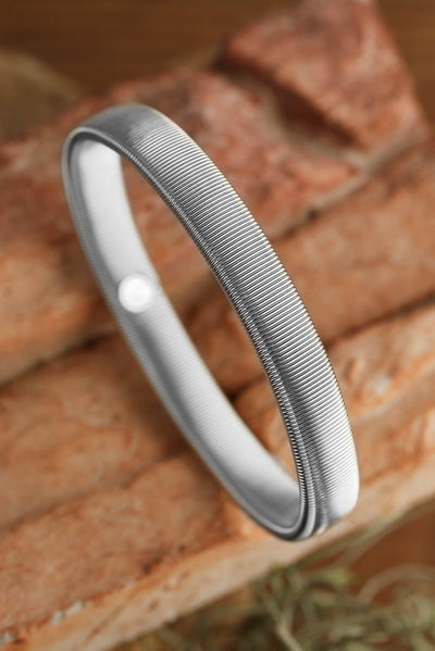 Silvery Stretchy Plated Metal Wide Bangle - Style Chic Couture