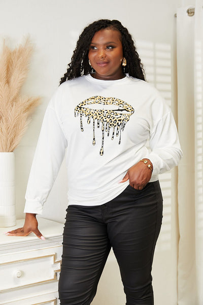 Simply Love Graphic Dropped Shoulder Round Neck Sweatshirt - Style Chic Couture