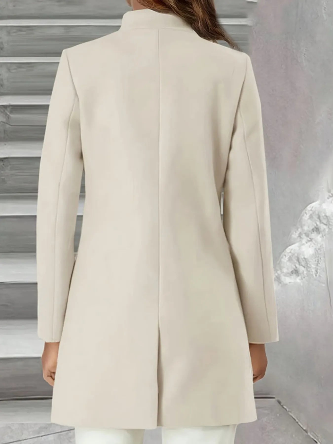 Single - Breasted Stand Collar Coat with Pocket - Style Chic Couture