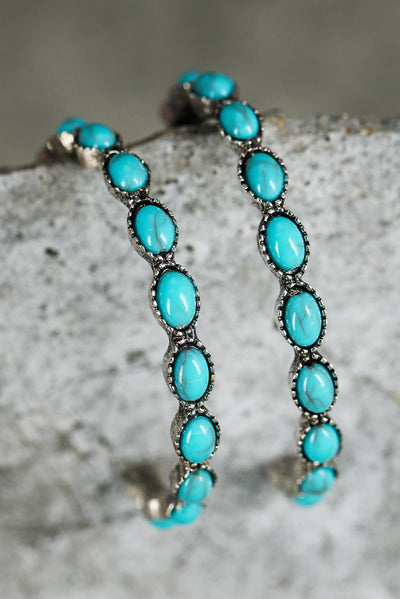 Sky Blue Gem Inlay Retro C - shape Earrings - Style Chic Couture