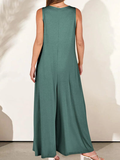 Sleeveless V - Neck Jumpsuit with Pockets - Style Chic Couture