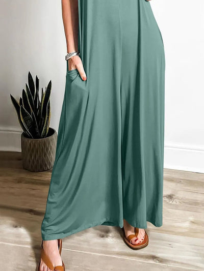Sleeveless V - Neck Jumpsuit with Pockets - Style Chic Couture