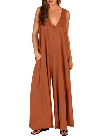 Sleeveless V - Neck Jumpsuit with Pockets - Style Chic Couture