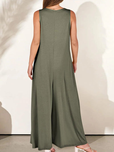 Sleeveless V - Neck Jumpsuit with Pockets - Style Chic Couture