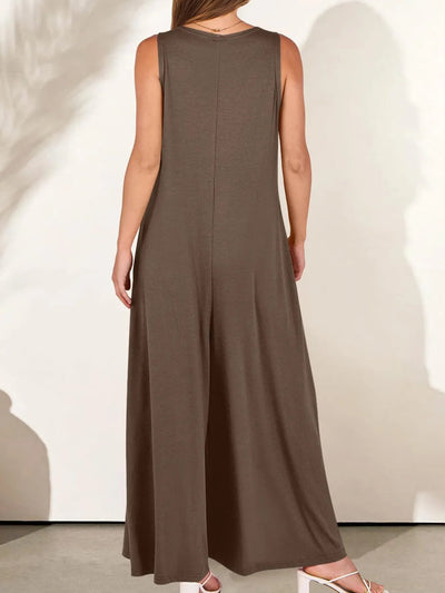 Sleeveless V - Neck Jumpsuit with Pockets - Style Chic Couture