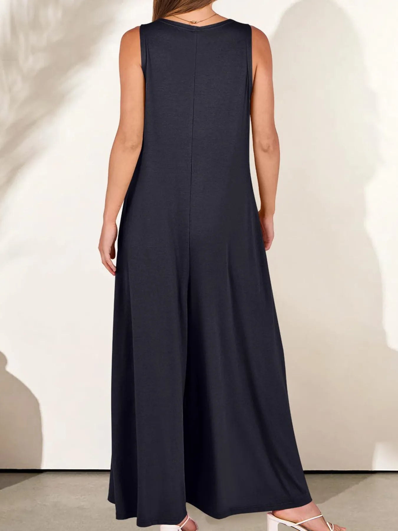 Sleeveless V - Neck Jumpsuit with Pockets - Style Chic Couture