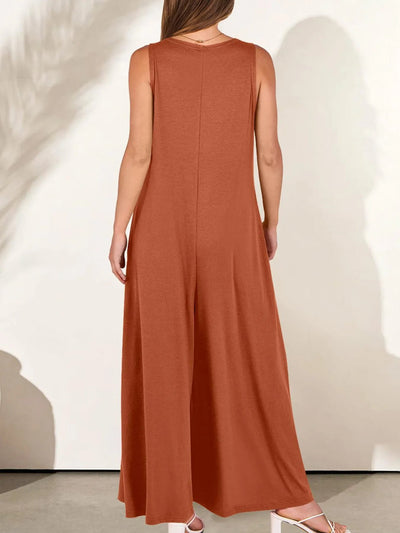 Sleeveless V - Neck Jumpsuit with Pockets - Style Chic Couture