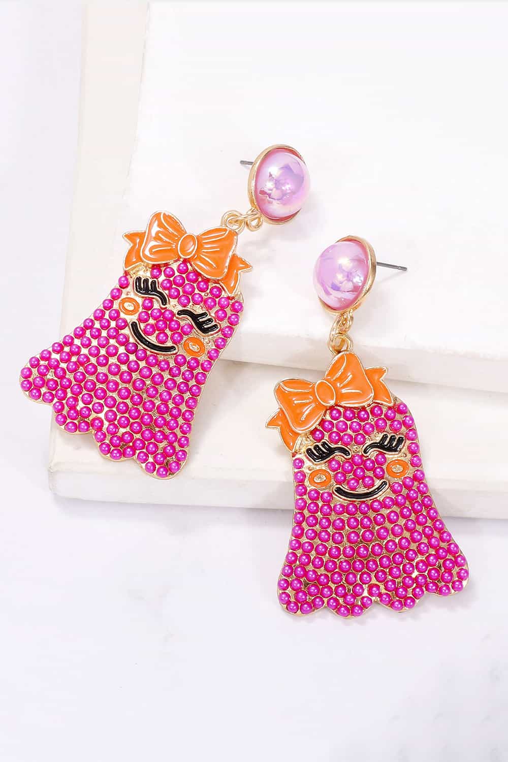Smiling Ghost Shape Synthetic Pearl Earrings - Style Chic Couture
