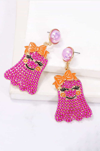 Smiling Ghost Shape Synthetic Pearl Earrings - Style Chic Couture