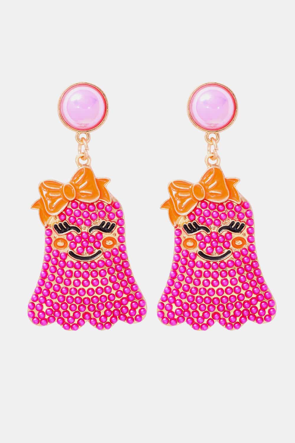 Smiling Ghost Shape Synthetic Pearl Earrings - Style Chic Couture