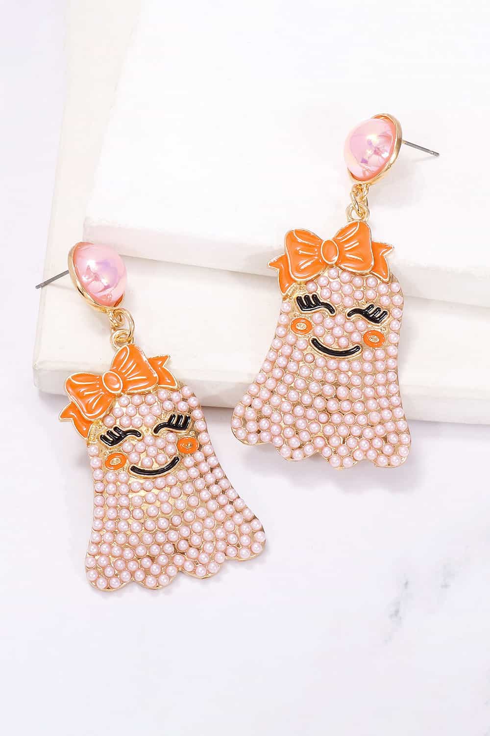 Smiling Ghost Shape Synthetic Pearl Earrings - Style Chic Couture
