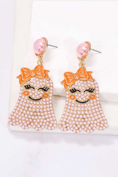 Smiling Ghost Shape Synthetic Pearl Earrings - Style Chic Couture