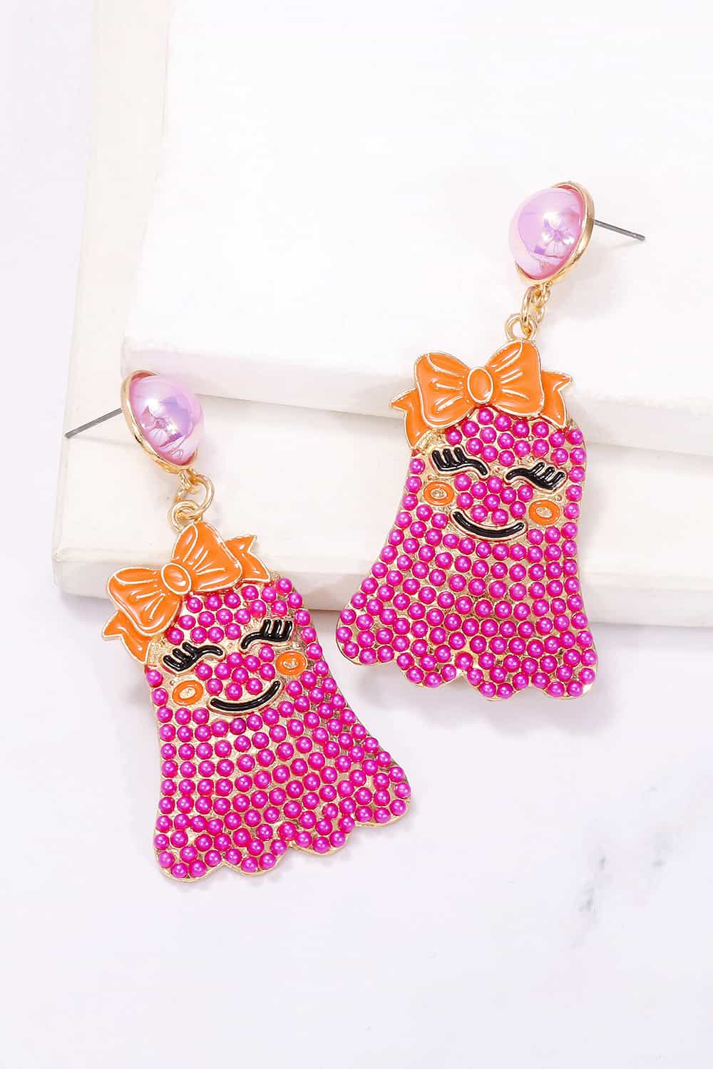 Smiling Ghost Shape Synthetic Pearl Earrings - Style Chic Couture