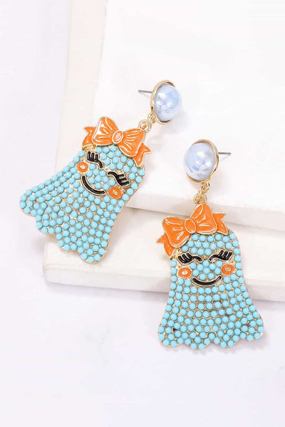 Smiling Ghost Shape Synthetic Pearl Earrings - Style Chic Couture