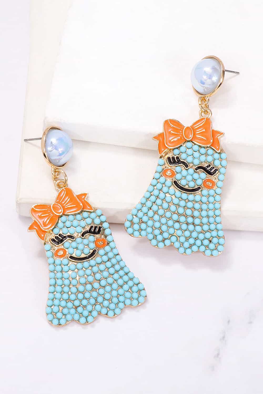 Smiling Ghost Shape Synthetic Pearl Earrings - Style Chic Couture