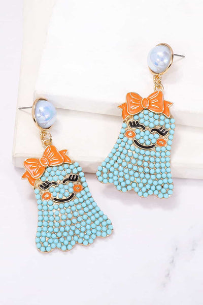 Smiling Ghost Shape Synthetic Pearl Earrings - Style Chic Couture