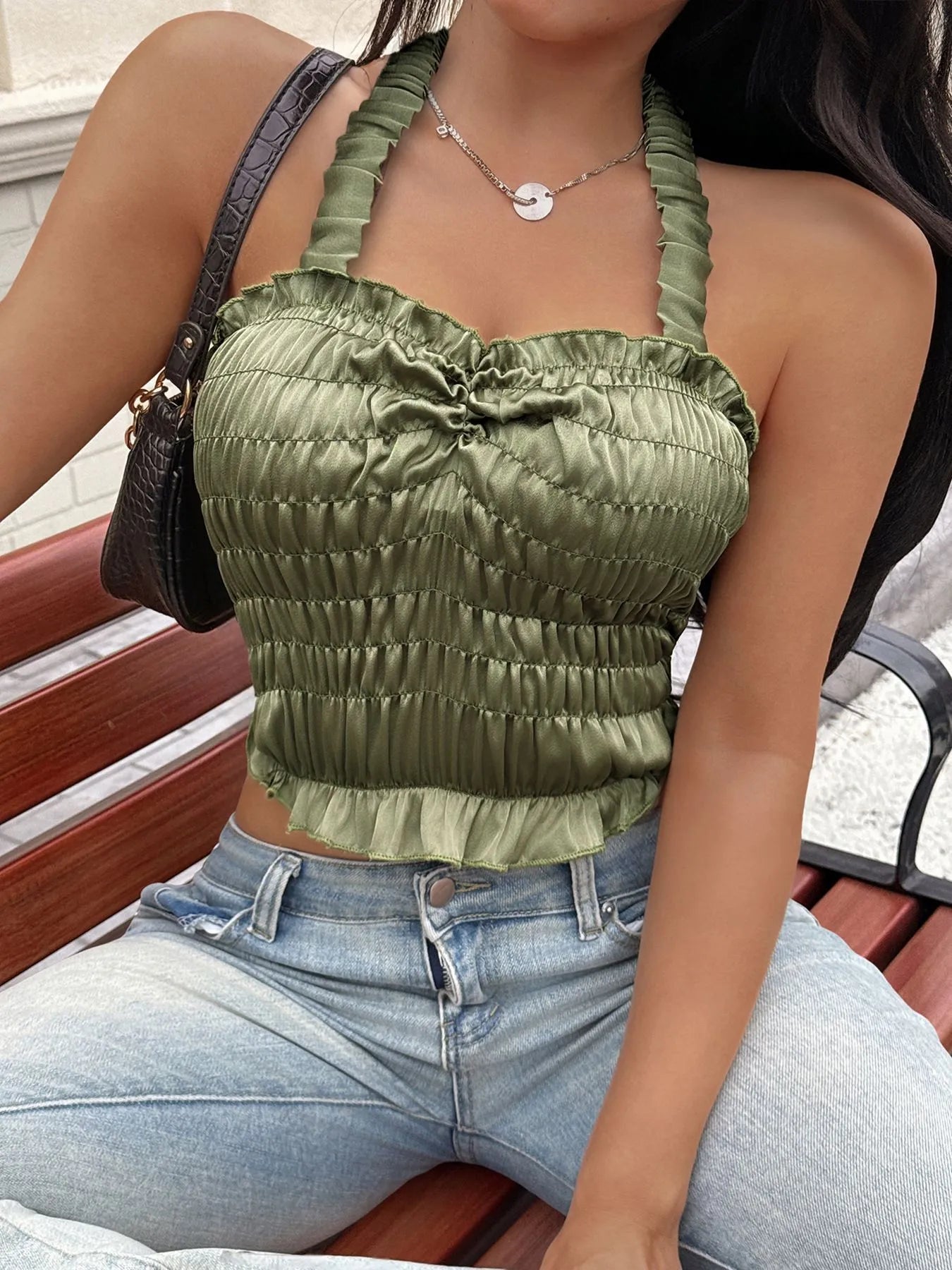 Smocked Halter Neck Cami - Style Chic Couture