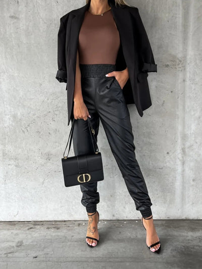 Smocked High Waist Pants with Pockets - Style Chic Couture