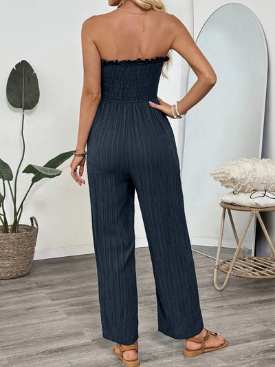Smocked Tube Wide Leg Jumpsuit - Style Chic Couture