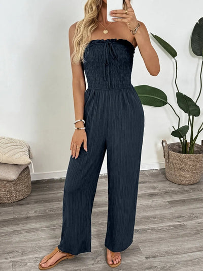 Smocked Tube Wide Leg Jumpsuit - Style Chic Couture