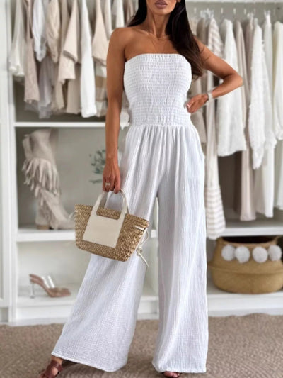Smocked Tube Wide - Leg Jumpsuit - Style Chic Couture
