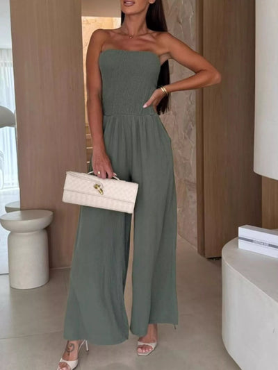 Smocked Tube Wide - Leg Jumpsuit - Style Chic Couture