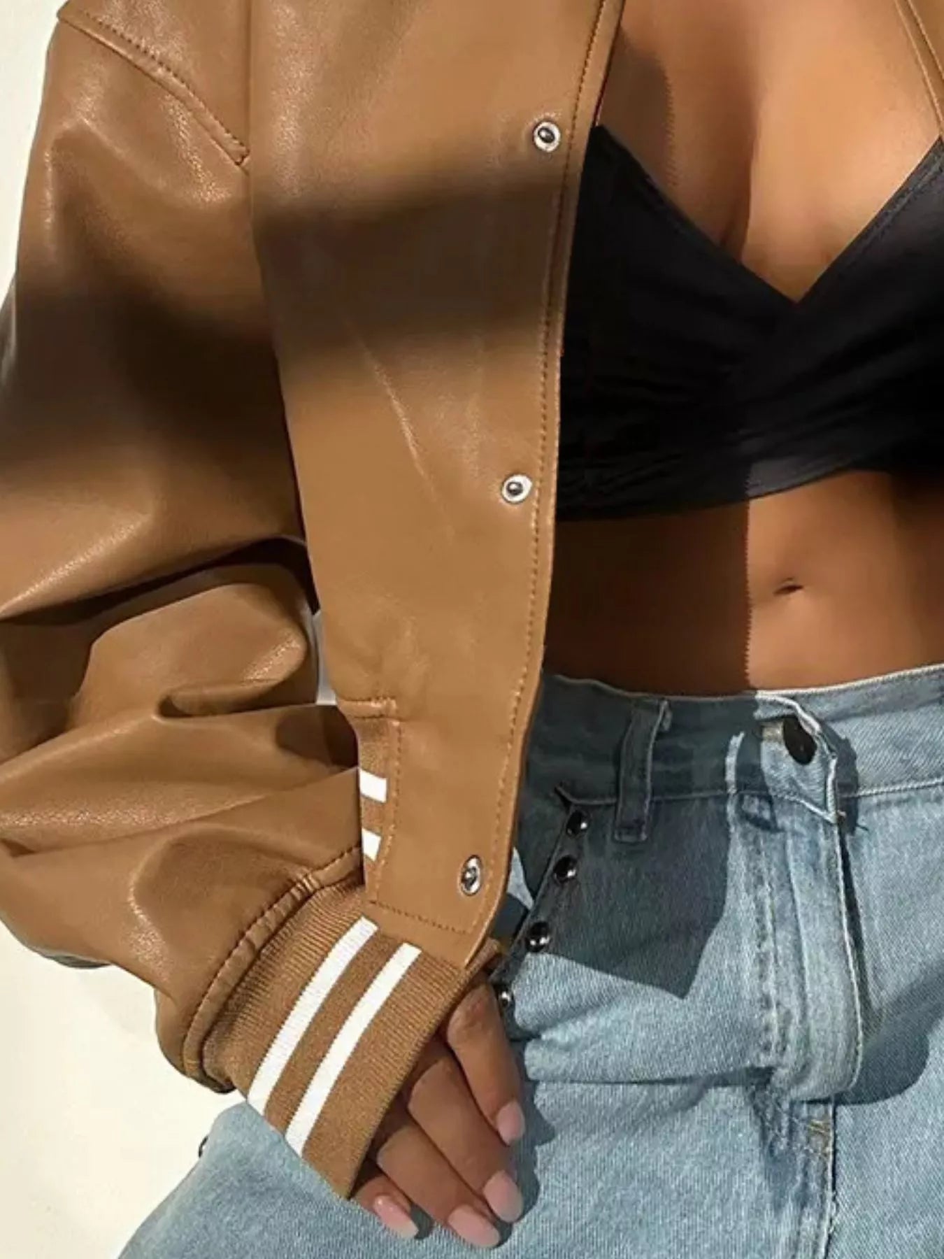 Snap Down Long Sleeve Jacket - Style Chic Couture