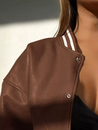 Snap Down Long Sleeve Jacket - Style Chic Couture