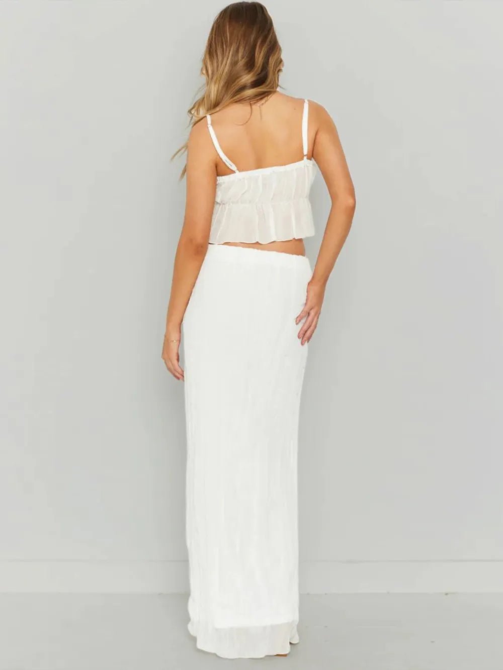 Square Neck Sleeveless Top and Ruched Skirt Set - Style Chic Couture