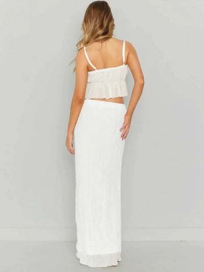 Square Neck Sleeveless Top and Ruched Skirt Set - Style Chic Couture