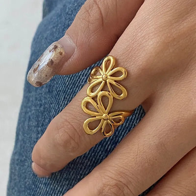 Stainless Steel Flower Ring - Style Chic Couture