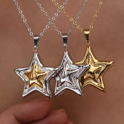 Stainless Steel Zircon Star Necklace - Style Chic Couture