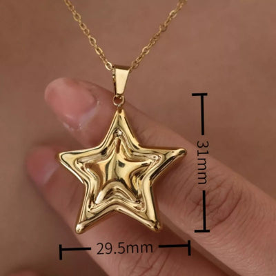 Stainless Steel Zircon Star Necklace - Style Chic Couture