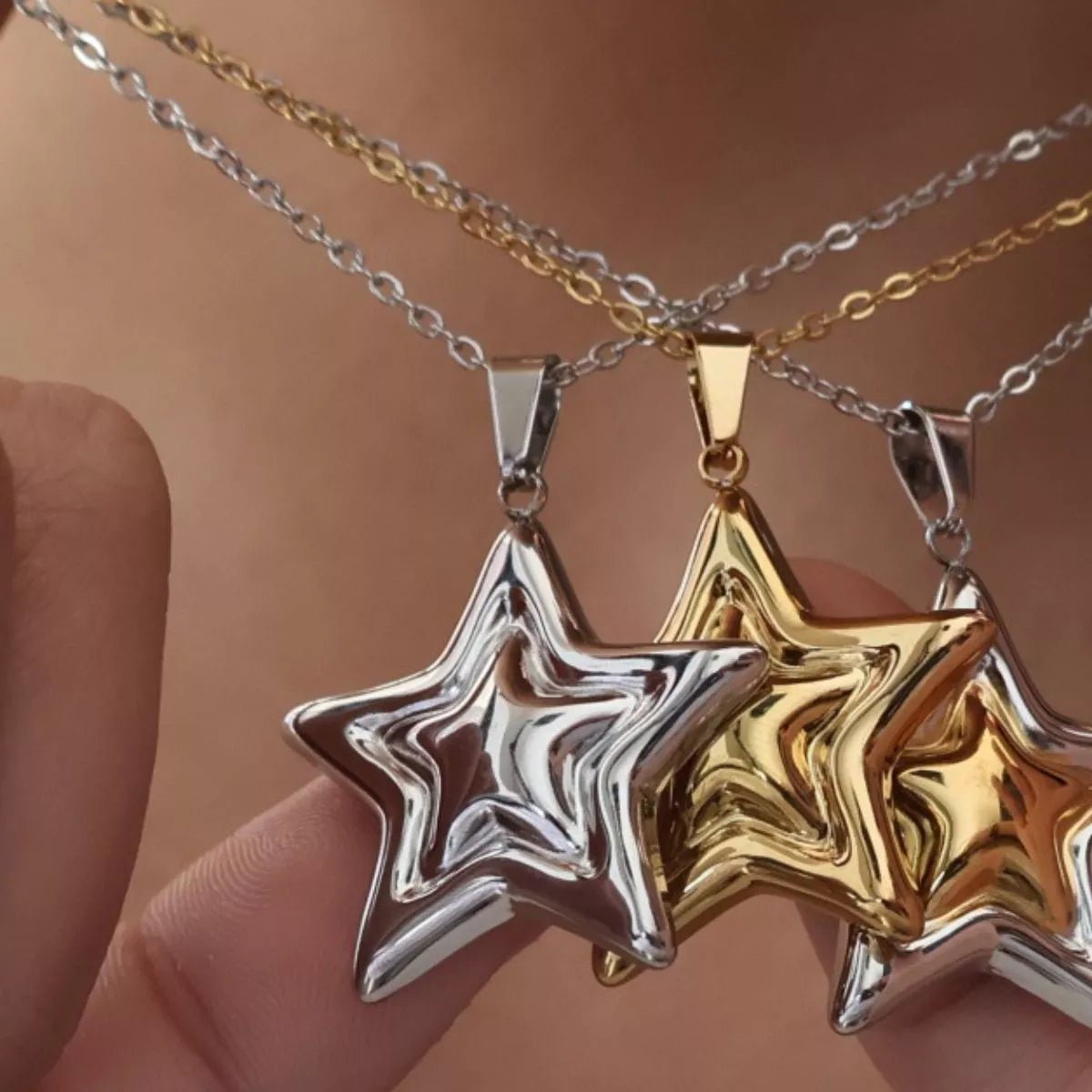 Stainless Steel Zircon Star Necklace - Style Chic Couture