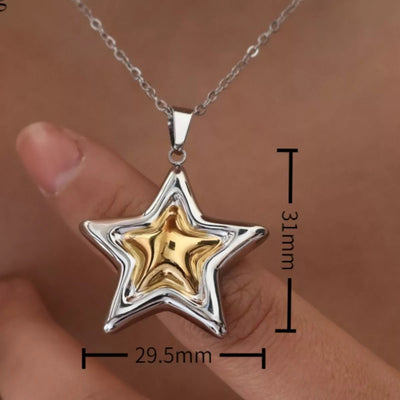 Stainless Steel Zircon Star Necklace - Style Chic Couture