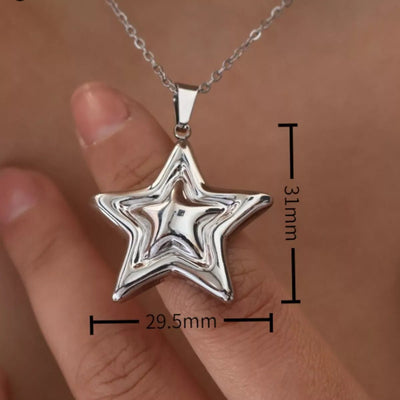 Stainless Steel Zircon Star Necklace - Style Chic Couture