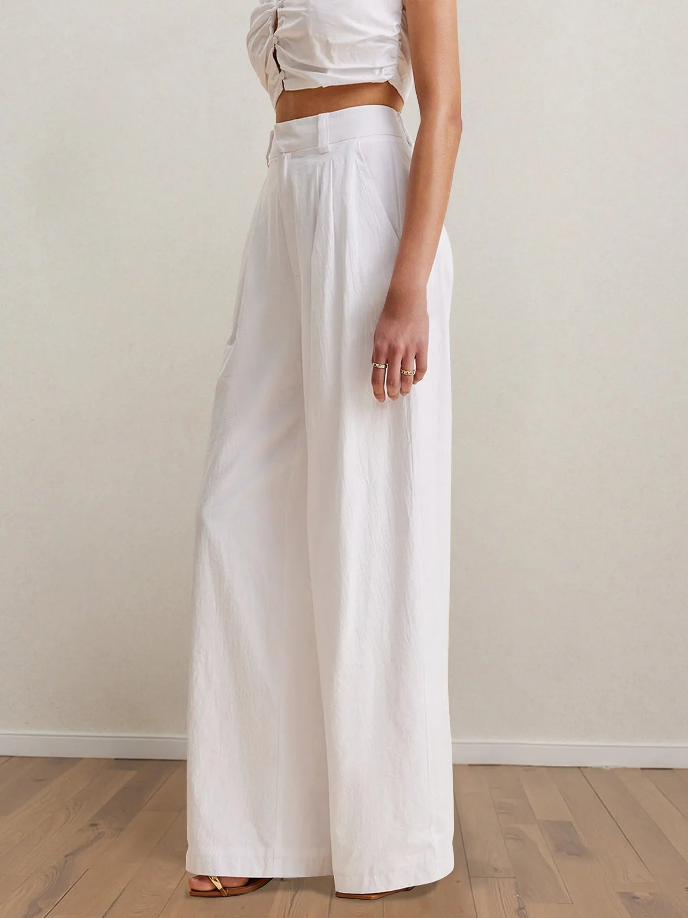 Strapless Peplum Top and Wide Leg Pants Set - Style Chic Couture