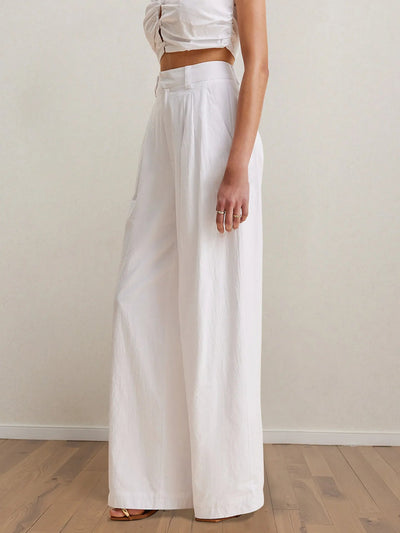 Strapless Peplum Top and Wide Leg Pants Set - Style Chic Couture