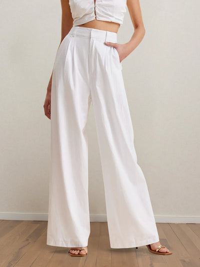 Strapless Peplum Top and Wide Leg Pants Set - Style Chic Couture
