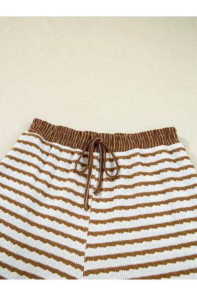 Stripe Collared Top and Drawstring Pant Set - Style Chic Couture