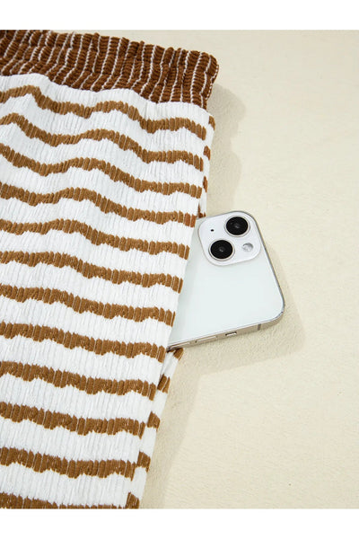 Stripe Collared Top and Drawstring Pant Set - Style Chic Couture