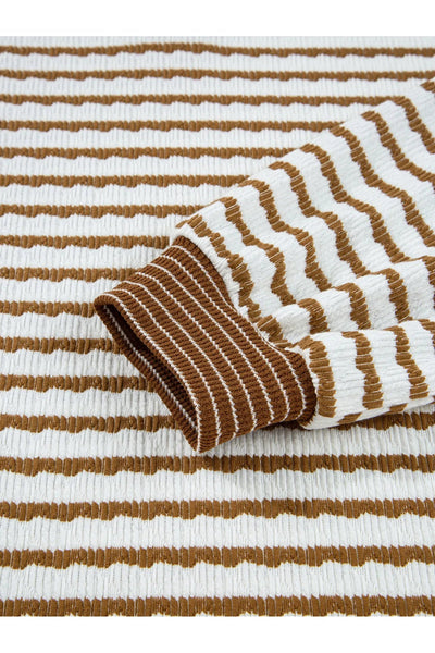 Stripe Collared Top and Drawstring Pant Set - Style Chic Couture