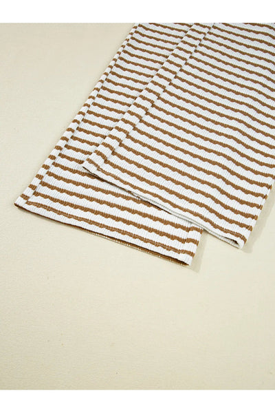 Stripe Collared Top and Drawstring Pant Set - Style Chic Couture